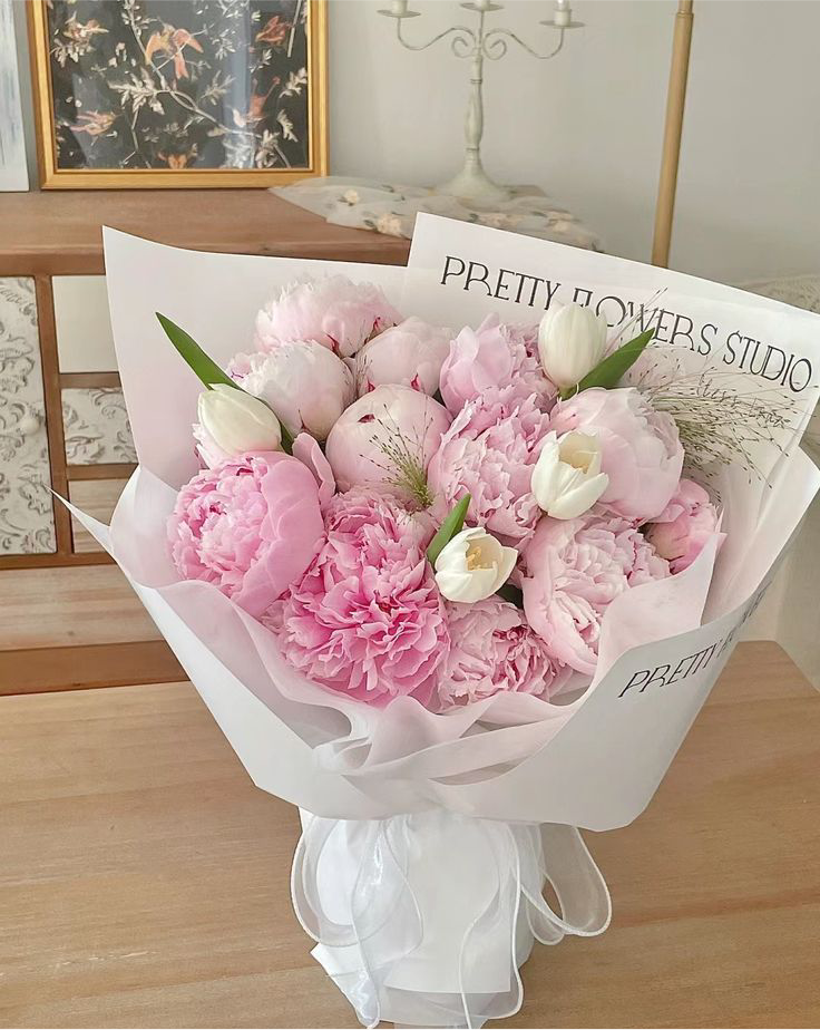 Peony and Tulip Mix Arrangement - Fresh Flowers