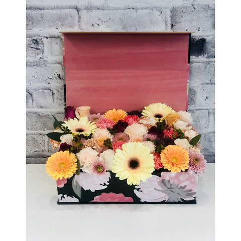 flower box of roses gerber daisies same day delivery 