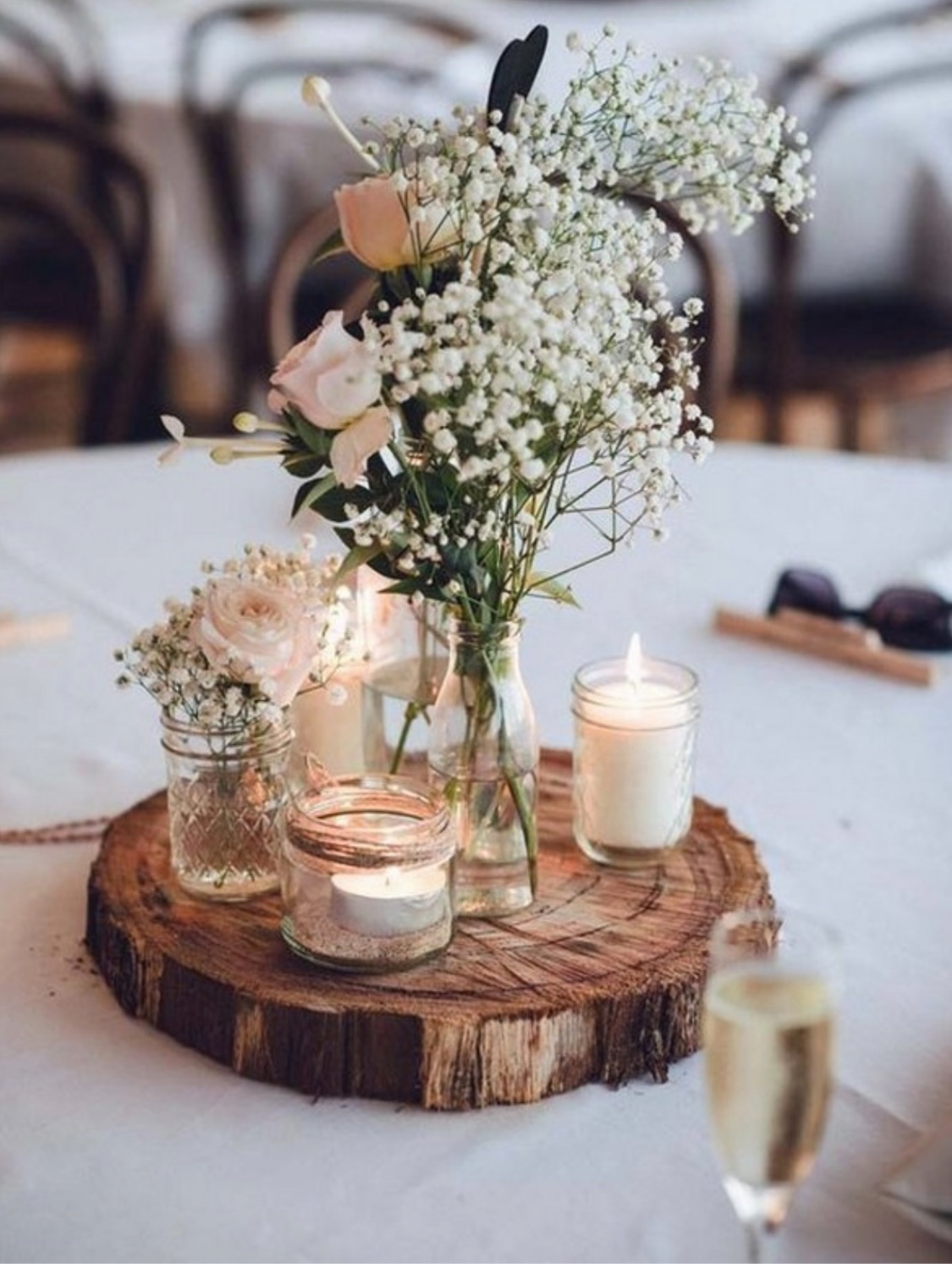 Baby Breath Rose Centerpiece