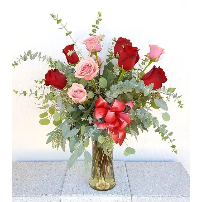 Red & Pink Dozen Roses